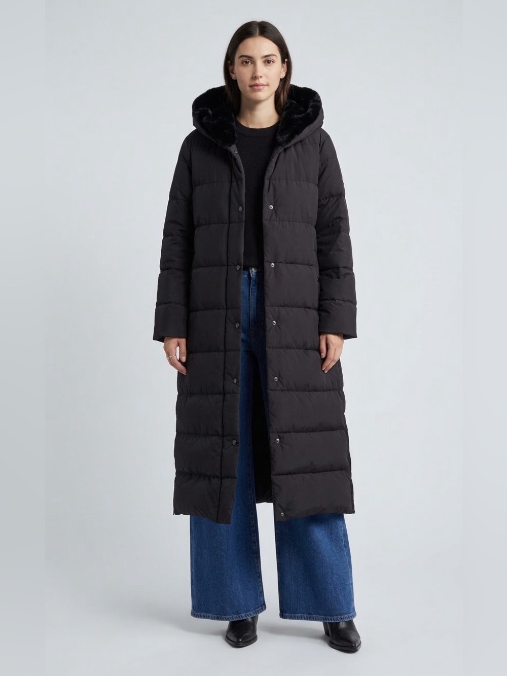 NEW Lauren Ralph Lauren Longline Puffer Coat with Faux Fur Lined Hood Sz XL